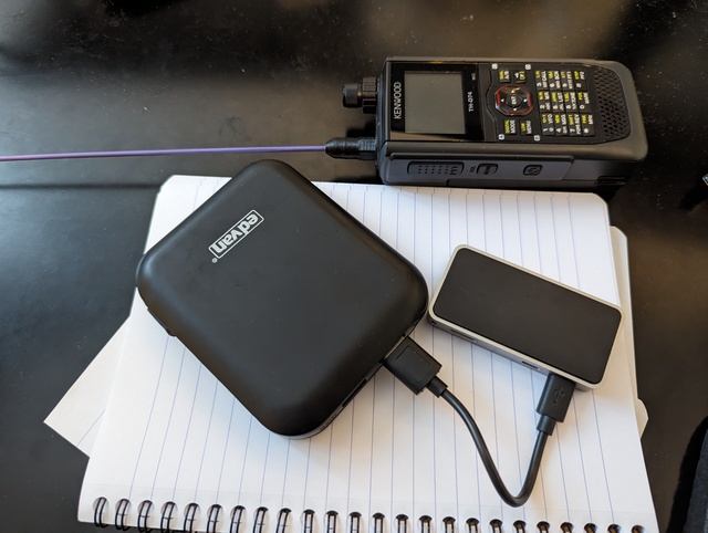 Photo of radio, battery pack, and raspberry pi zero